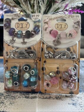 Women's Mix Bead Charm Bracelet Kit - Blue & Pink Color